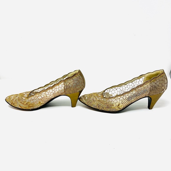Stuart Weltzman For Martinique Gold Colored High Heels US 8 1/2 NO HEEL CAPS - Picture 4 of 15